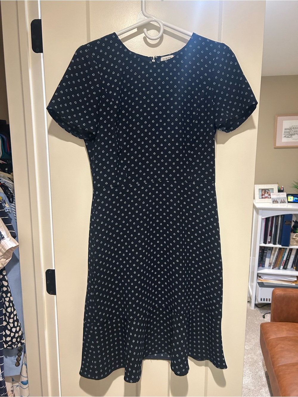 J. Crew Navy Dress with White Dot Print